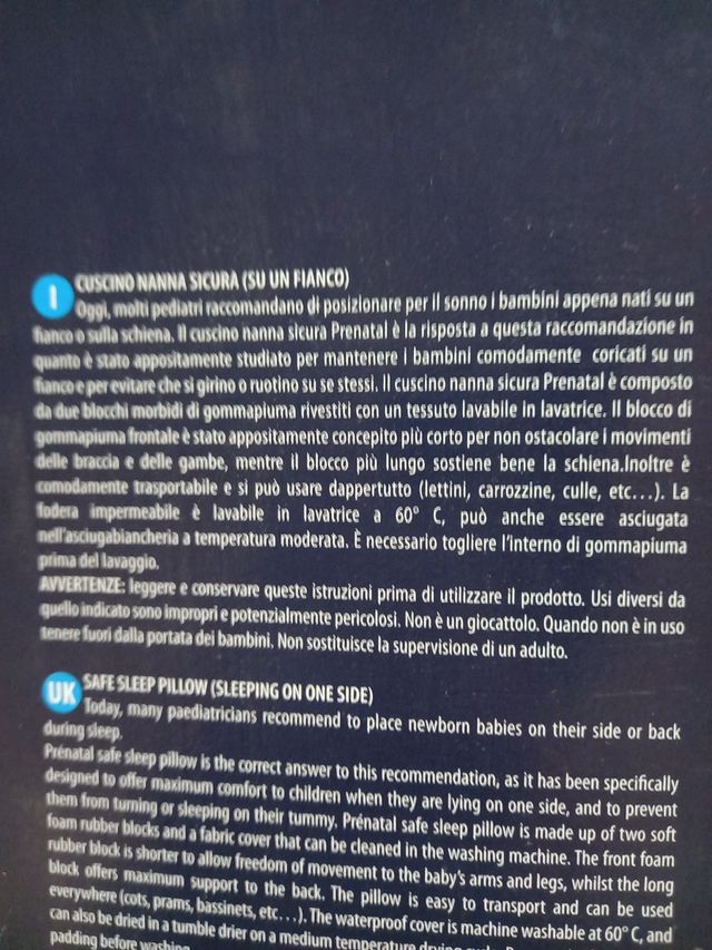 Cuscino neonato nanna sicura Prenatal