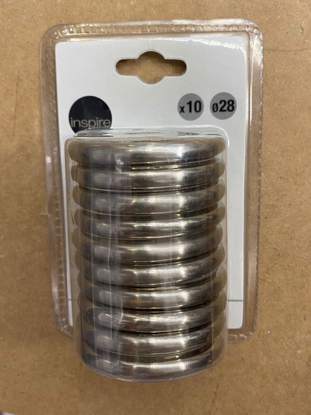 Juego 10 anillas diámetro 28 cromo mate