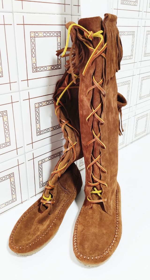 Botas de ante marrones estilo Boho, nuevas