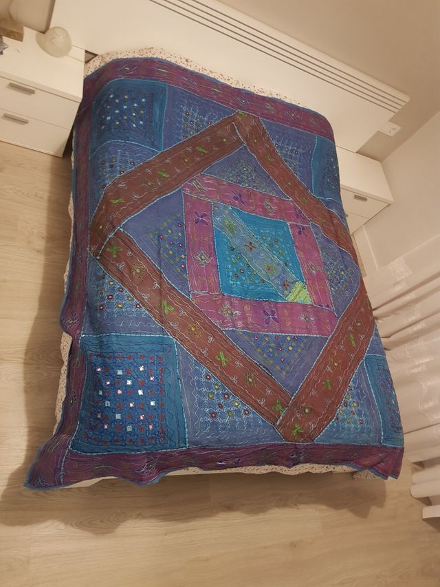 Tapiz-colcha turco tonos azul y violeta