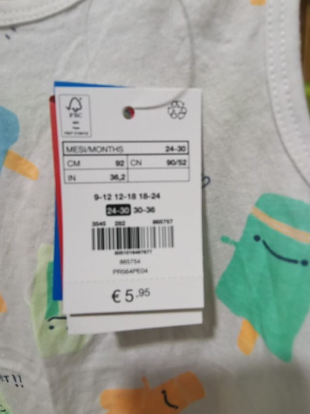 Camiseta tirantes 24-30m nueva