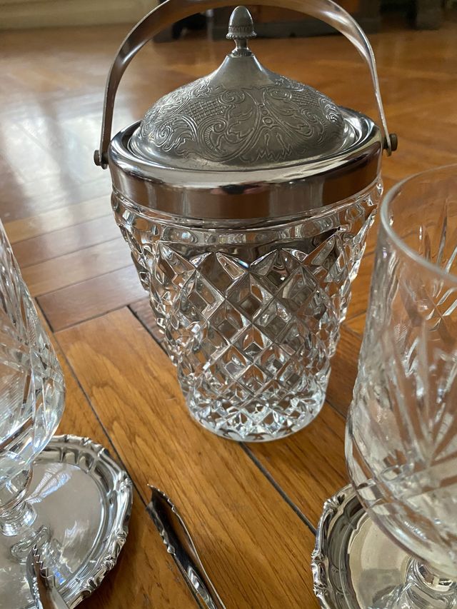 SERVIZIO DA COCKTAIL IN CRISTALLO E ARGENTO 