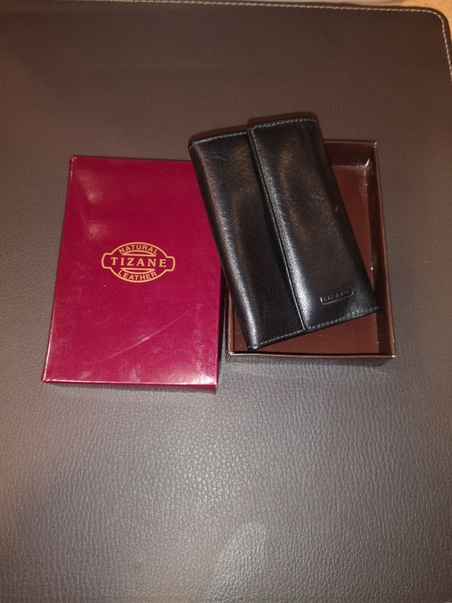 *NUEVO* CARTERA LLAVERO DE PIEL NATURAL