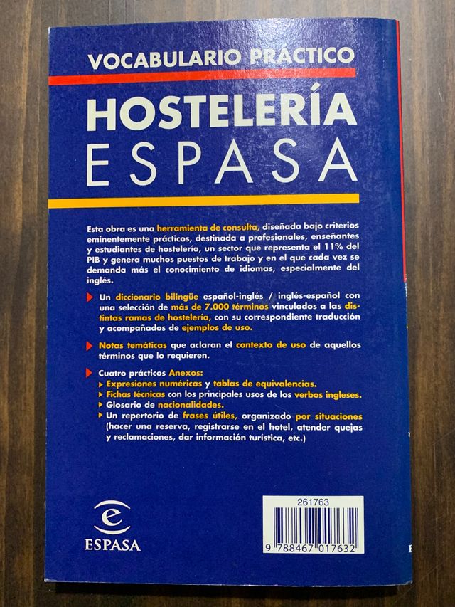 Vocabulario práctico de Hostelería (inglés)