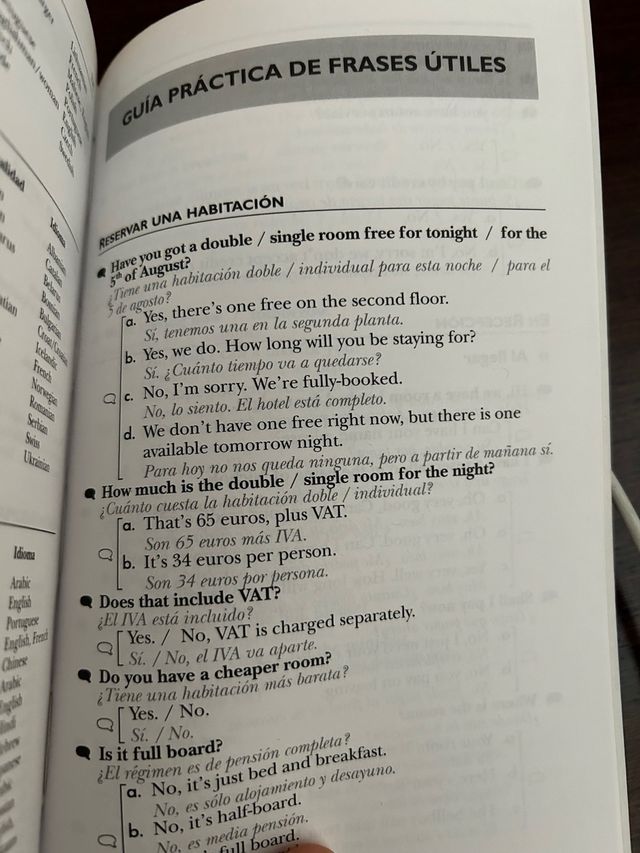 Vocabulario práctico de Hostelería (inglés)