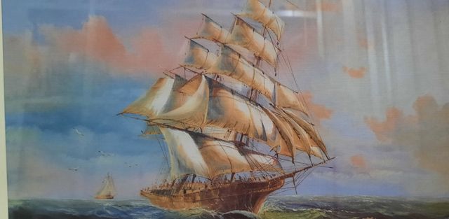 quadretto con cornice in legno raffigurante il mar