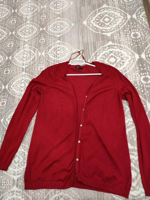 Chaqueta punto roja mujer talla L