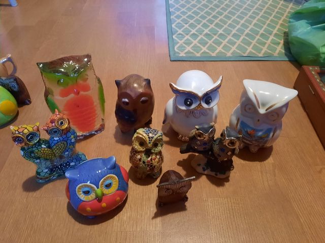 búhos madera tallada