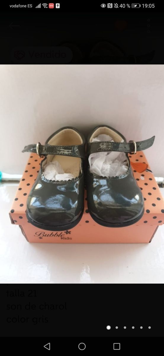 zapatos de piel n° 21  de charol  impecables