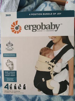 Mochila porteo ERGOBABY 360 4 POSICIONES de segunda mano por 65 EUR en  Santiago de Compostela en WALLAPOP