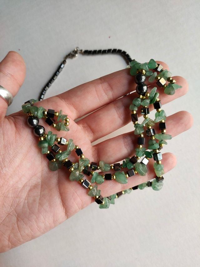 COLLAR CUARZO VERDE Y PIRITA