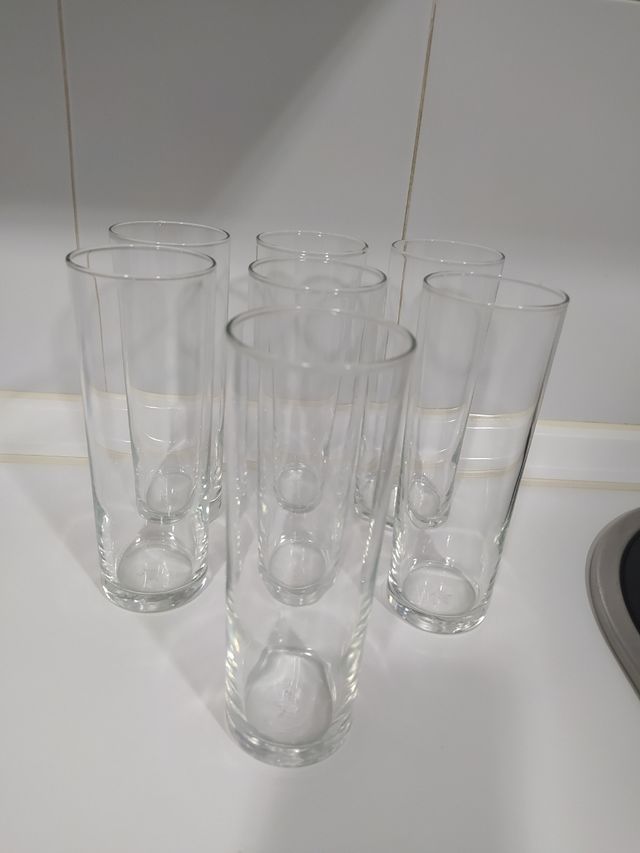 7 vasos de tubo cristal