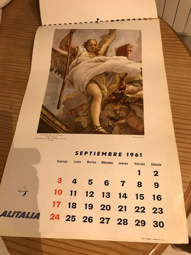 Arte Láminas Tiépolo Calendario 1961