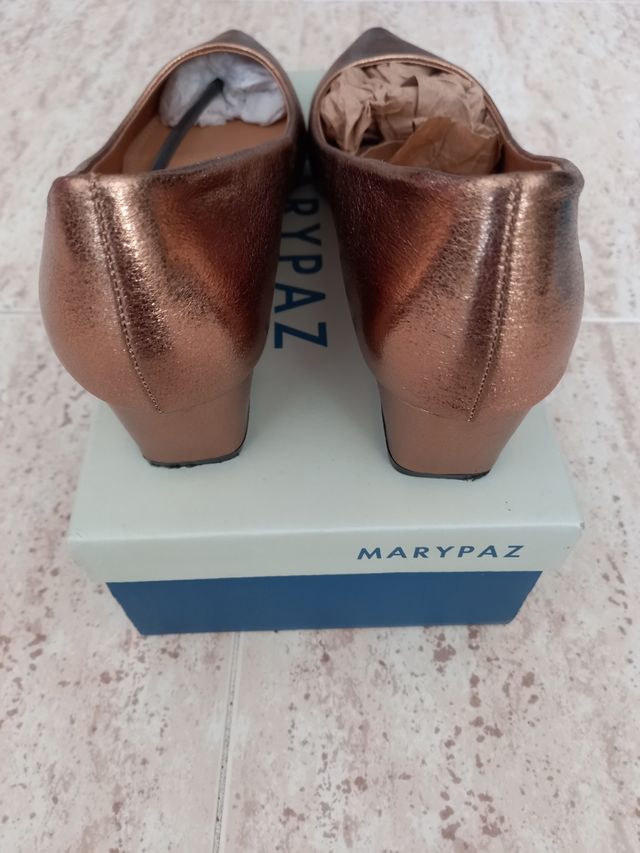 Zapatos de tacón dorados, T. 39, Marypaz