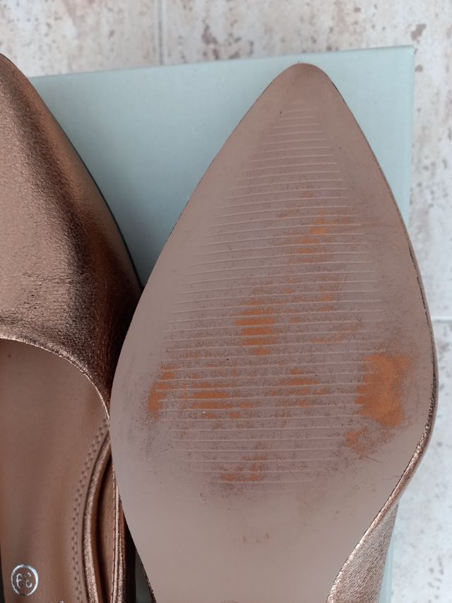 Zapatos de tacón dorados, T. 39, Marypaz