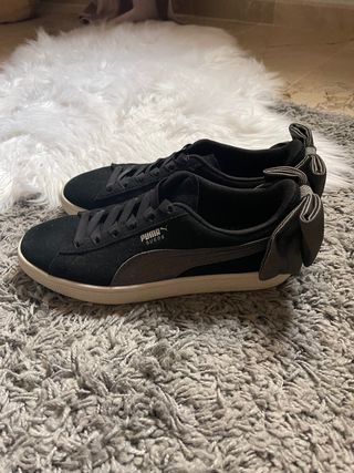 puma suede bow negras