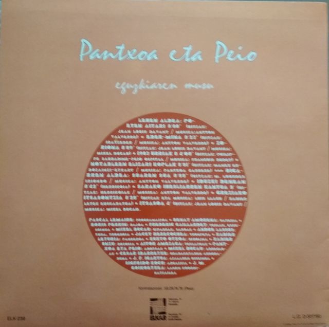 PANTXOA ETA PEIO - Eguzkiaren musu LP (1990)
