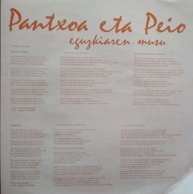 PANTXOA ETA PEIO - Eguzkiaren musu LP (1990)