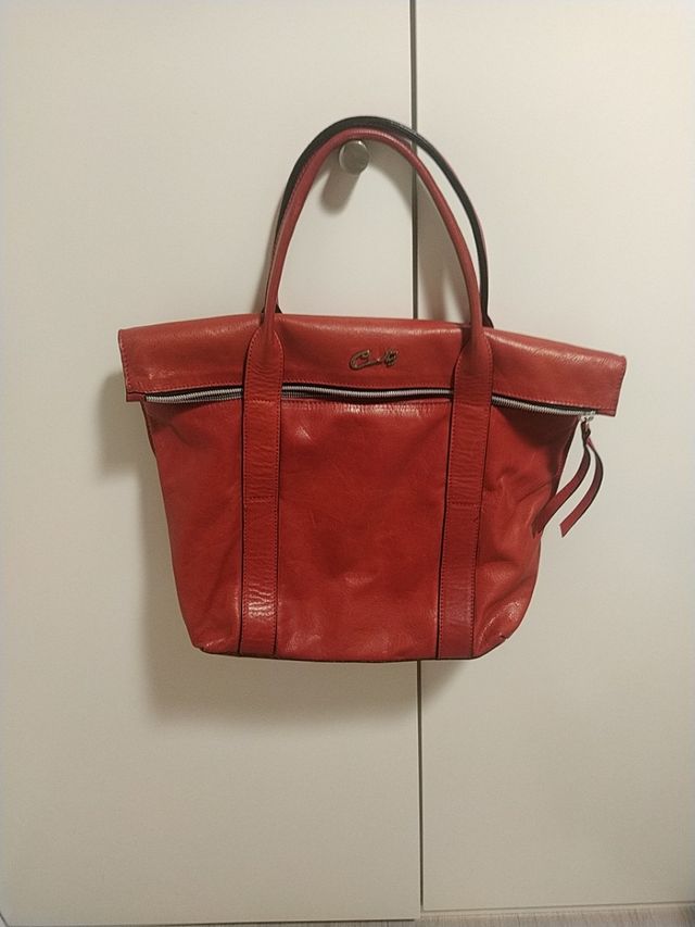 BOLSO DE PIEL COLOR ROJO