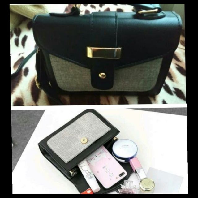 A Estrenar Bolso Flap Negro / Rojo y Gris