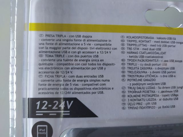 triple mechero coche y 2 usb