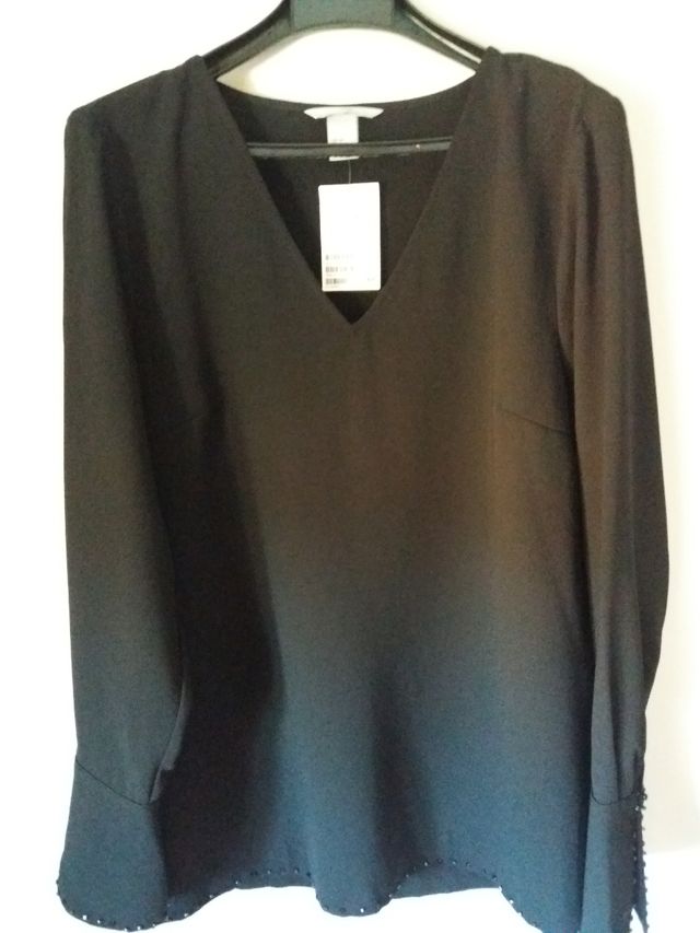 Top negro manga larga