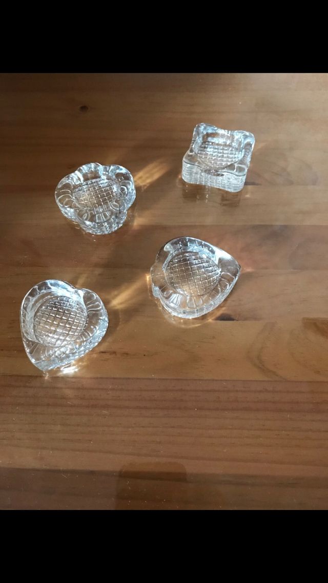 4 ceniceros de cristal grueso