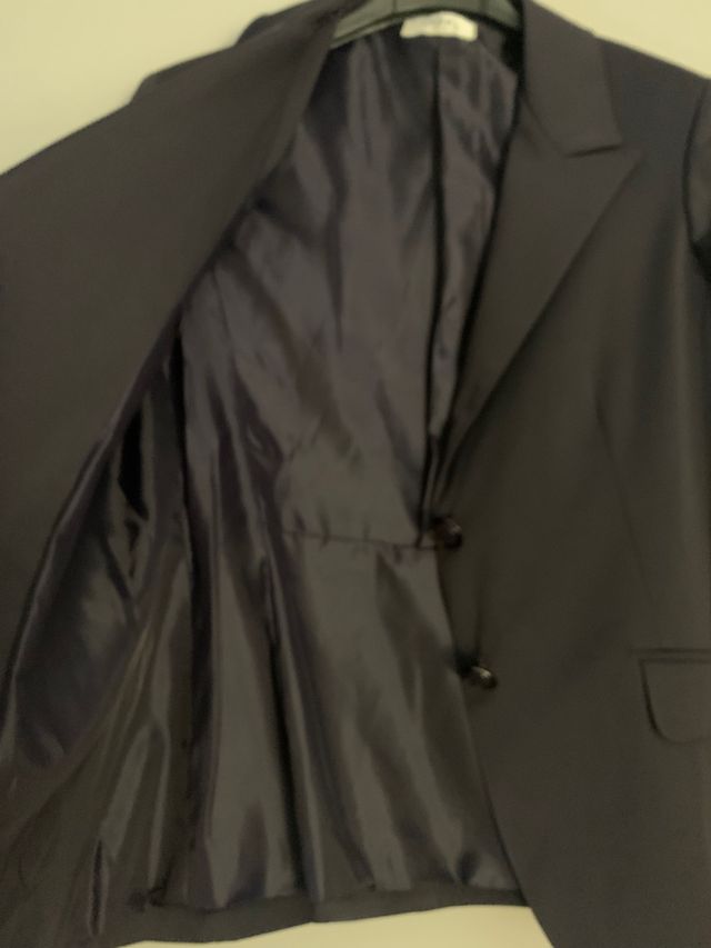 Giacca blu donna, della OXJHO, veste stretto.