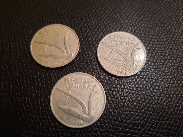 10 lire anni rari 1954, 55, 56