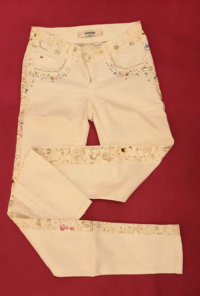 🔴 Pantalone vita bassa con strass