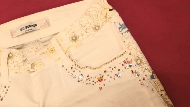 🔴 Pantalone vita bassa con strass