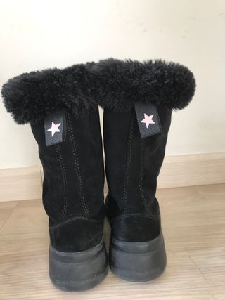 Botas Mujer Planas Negras Cuerdas Piel Borrego Cómodas El Naturalista N051