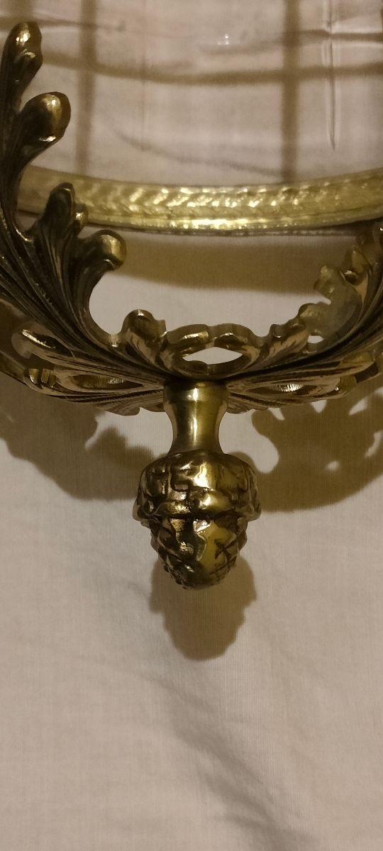 farol de bronce y cristal tallado