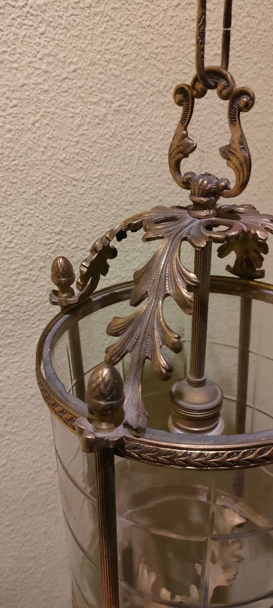 farol de bronce y cristal tallado