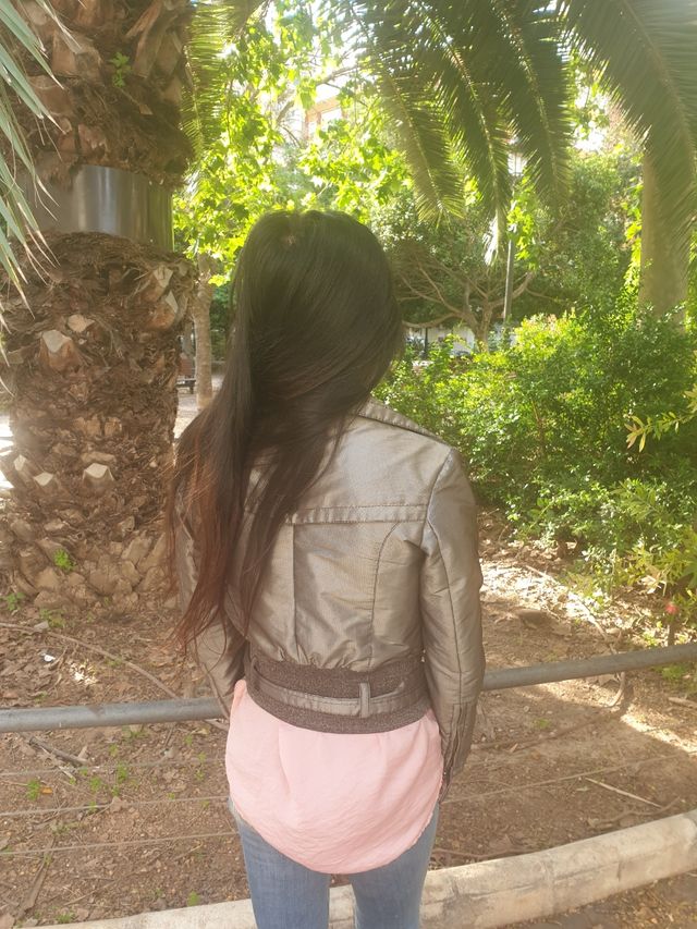 Cazadora torera gris plateado entallada