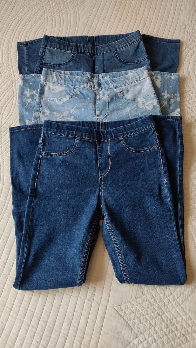3 Leggings vaqueros niña T 8-9