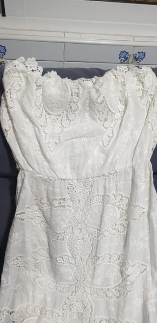 Vestido palabra de honor ibicenco de segunda mano por 30 EUR en Aldaia en  WALLAPOP