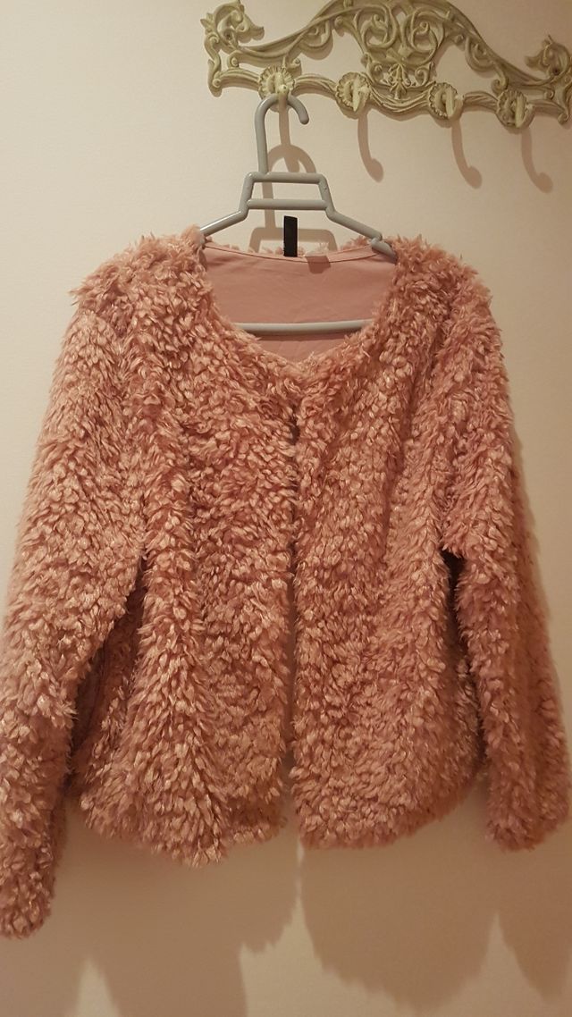 Chaqueta pelo borreguito rosa palo