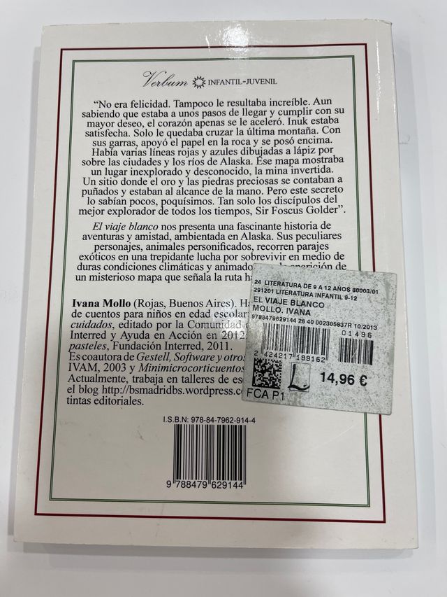 El viaje Blanco. Autor Ivana Mollo. Editor Verbum