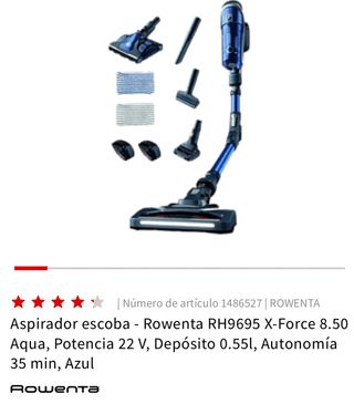 Aspirador fregona escoba rowenta rh9695 de segunda mano por 225 EUR en  Valdefuentes en WALLAPOP