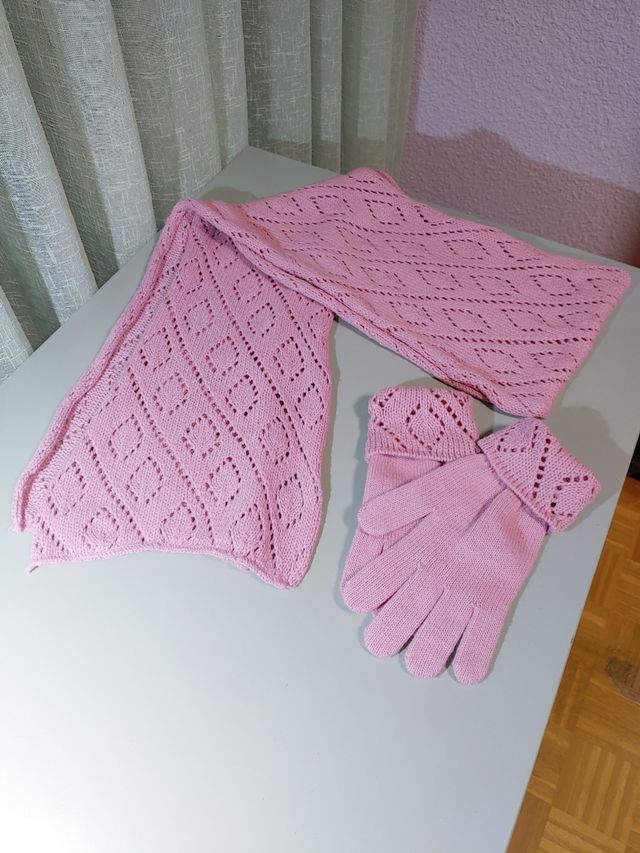 Conjunto juvenil bufanda y guantes