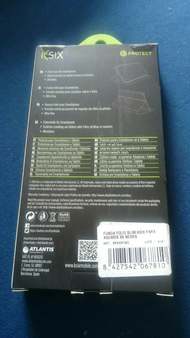 Funda folio BQ Aquaris X5, negro