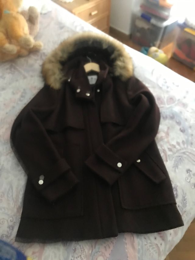 Abrigo de paño marrón chocolate