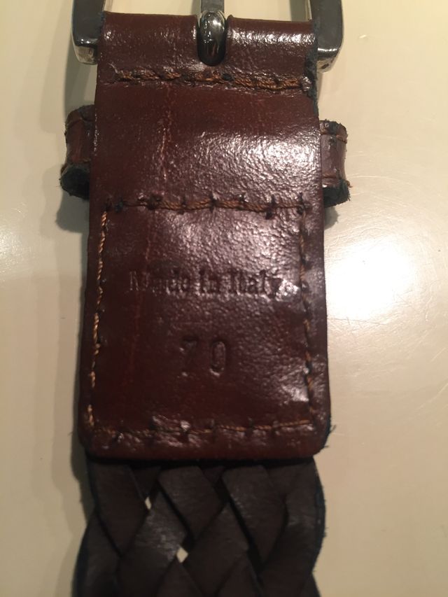 Cinturón piel marrón trenzado 70