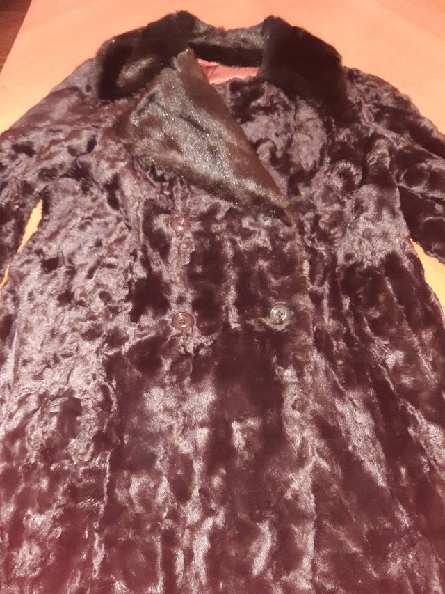 ABRIGO  CHAQUETON PIEL   NEGRO, LARGO