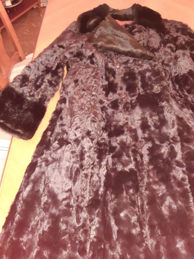 ABRIGO  CHAQUETON PIEL   NEGRO, LARGO