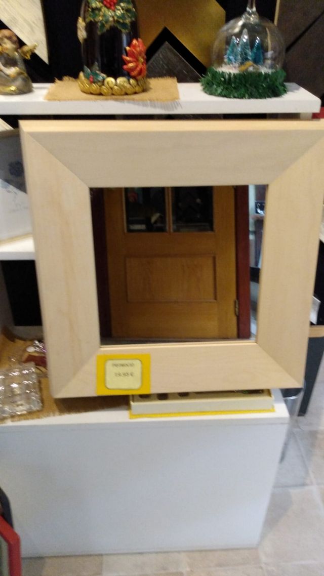 Espelho/Mirall, moldura em madeira bege 49X49 NOVO