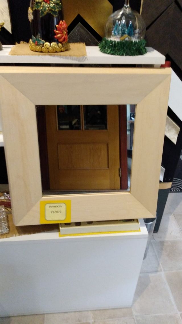 Espelho/Mirall, moldura em madeira bege 49X49 NOVO