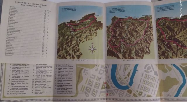 Folleto y mapa antiguo San Sebastian