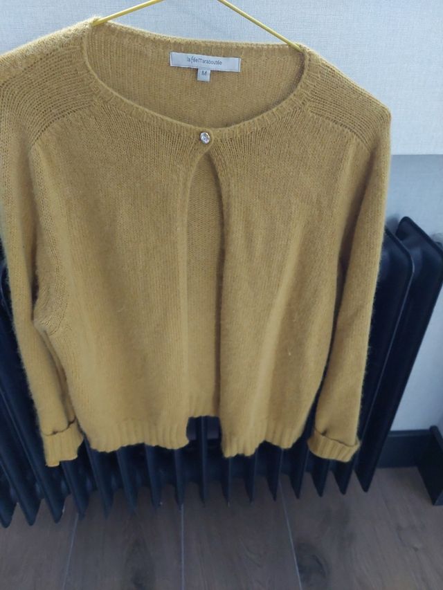 chaqueta lana y mohair color mostaza